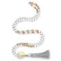 Mala 108 perles bois de santal et Howlite charme fleur de vie et OM argent