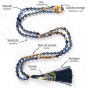 Mala bois de santal et sodalite avec explication des perles 6mm
