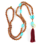 collier turquoise argent plaqué or 22 carats Mala yoga bohème chic