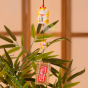 Clochette céramique Maneki neko jaune tigré style tradition japonaise