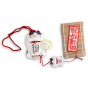 Furin porte-bonheur Maneki Neko blanc et noir en céramique