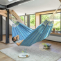 Hamac grande taille 100% coton bio bordure renforcée La Siesta modesta azure