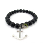 Ancre marine charm bijoux argent bracelet onyx mat poli