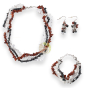 Parure énergie baroque jaspe rouge hématite cristal de roche