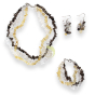 Ensemble collier, boucles d'oreille et bracelet relaxation en pierre naturelle