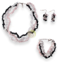 parure protection baroque cristal de roche, quartz rose et tourmaline