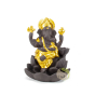 Support doré Ganesh pour encens à refoulement en céramique