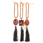 Suspension chapelet perle de bois porte bonheur bouddha Hachiman