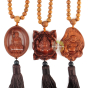 Suspension perle de bois mala porte bonheur bouddha Hachiman