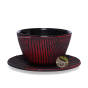Tasse kato design japonais fonte avec sa soucoupe rouge et noir