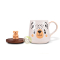 Mug céramique ourson jaune avec couvercle en bois 300ml