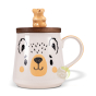 Mug ours jaune en céramique 300ml avec ourson et couvercle bois