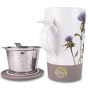 Tisanière avec anse ergonomique cardo mauve céramique 3 pièces filtre amovible
