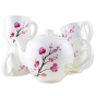 Théière porcelaine fleurs de cerisier service 5 pièces service à thé