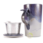 Tisanière 400ml golden leaves indigo avec anse ergonomique et filtre rigide inox