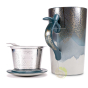 Tisanière 400ml golden leaves navy avec anse ergonomique et filtre rigide inox