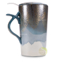 Tisanière céramique golden leaves navy avec anse et filtre amovible 400ml