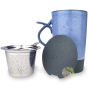 Tisanière avec anse ergonomique marlin bleu céramique 3 pièces filtre amovible