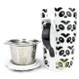 Tisanière céramique 3 pièces avec anse ergonomique panda filtre inox amovible