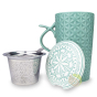Tisanière céramique 3 pièces avec anse ergonomique skadi turquoise filtre inox amovible