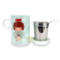 Tisanière 3 pièces filtre inox et couvercle amovible fine bone china