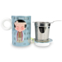 Lot 4 tisanière céramique filtre inox fine bone china