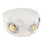 Coussin 36 cm symbole brodé 7 chakras beige clair