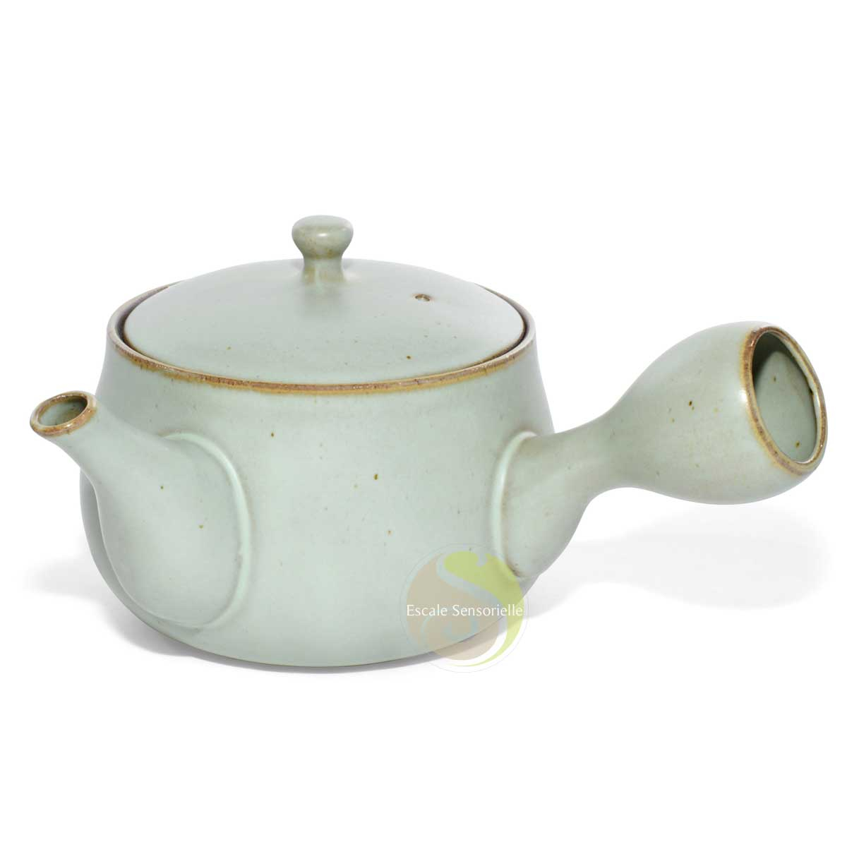 Théière céramique vert pastel 600ml yokode kyusu filtre amovible inoxydable Miyako