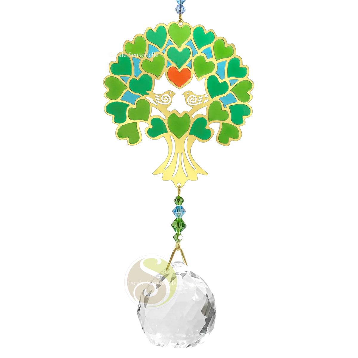 Suspension cristal arbre de vie intérieur extérieur 19,5 cm
