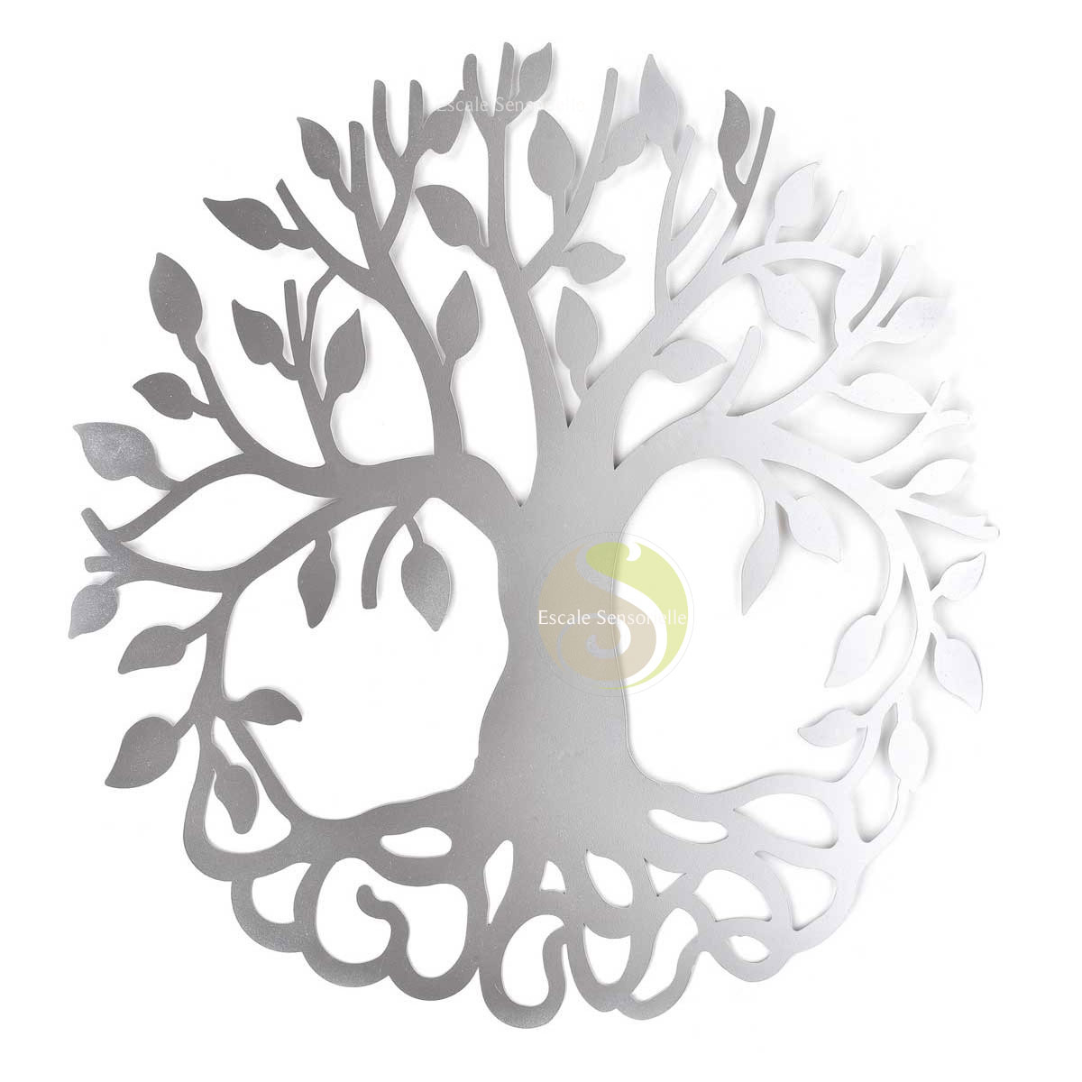 Arbre de vie murale métal peint à la main de 60,5 x 58,5 cm