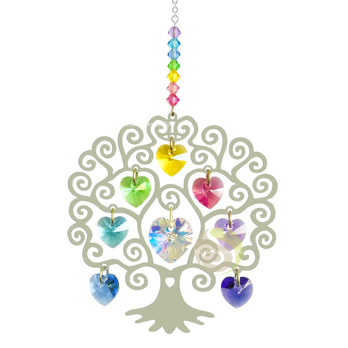 Arbre de vie feng shui cœur en cristal de couleur éclatante
