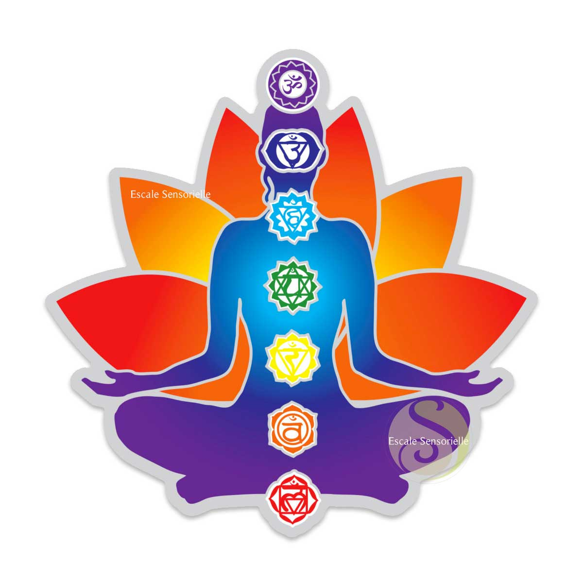 Adhésif translucide 7 chakras attrape soleil intérieur extérieur