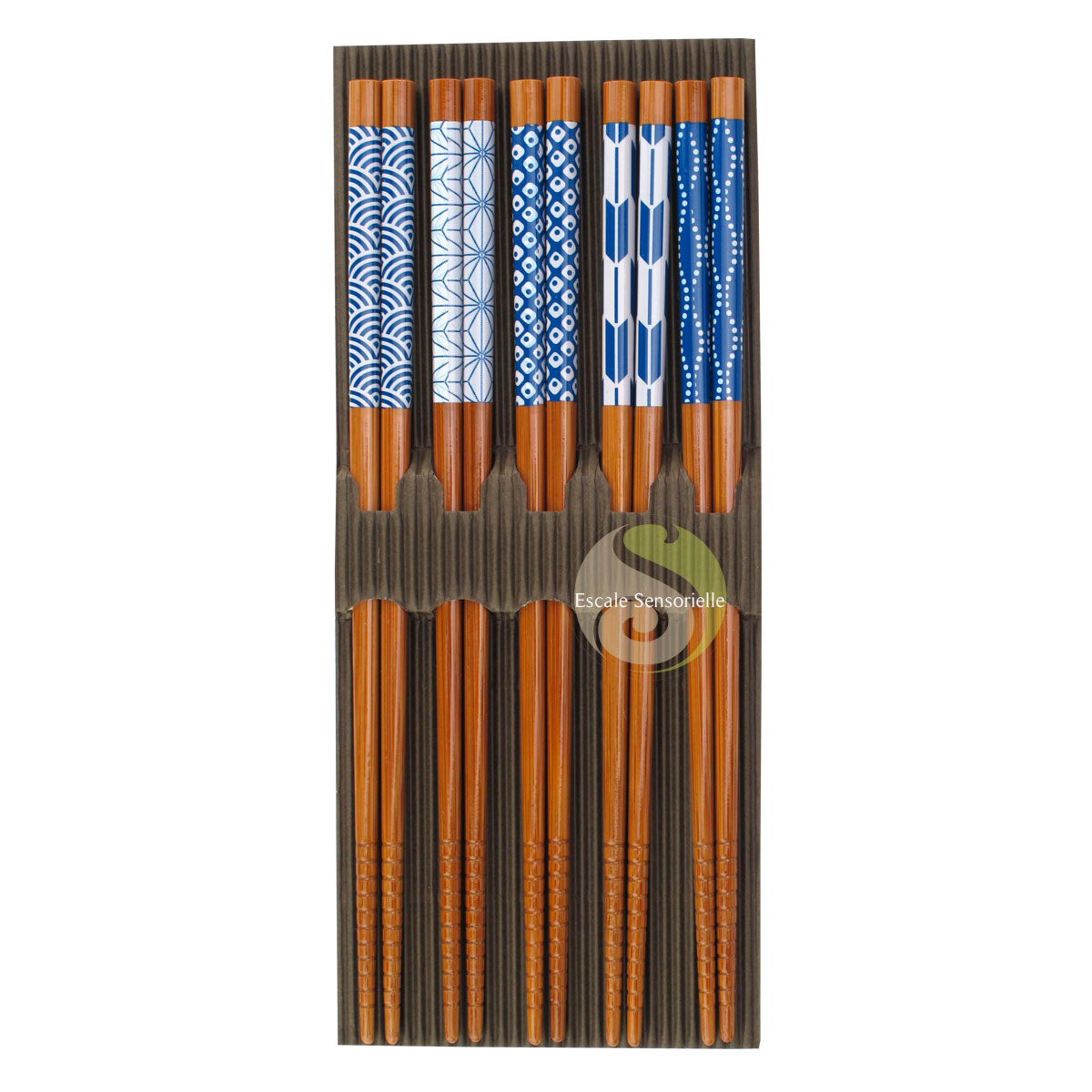 Baguettes japonaises motifs géométriques lot de 5 pièces