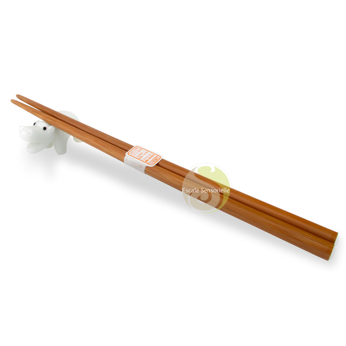 Couverts asiatiques baguettes et support fait main hippopotame japonais