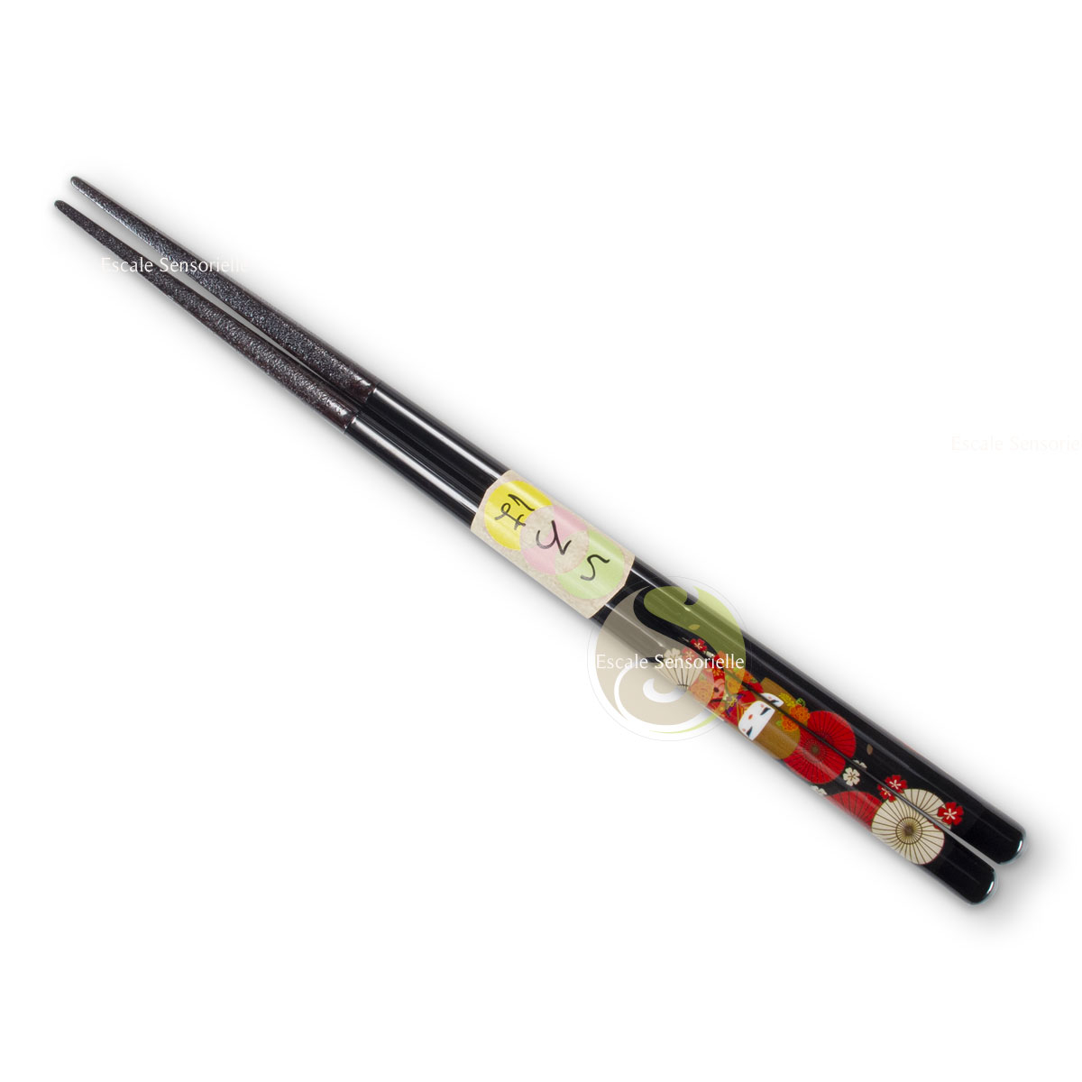 Baguettes japonaises 21,5 cm kokeshi en bois naturel cuisine nippone