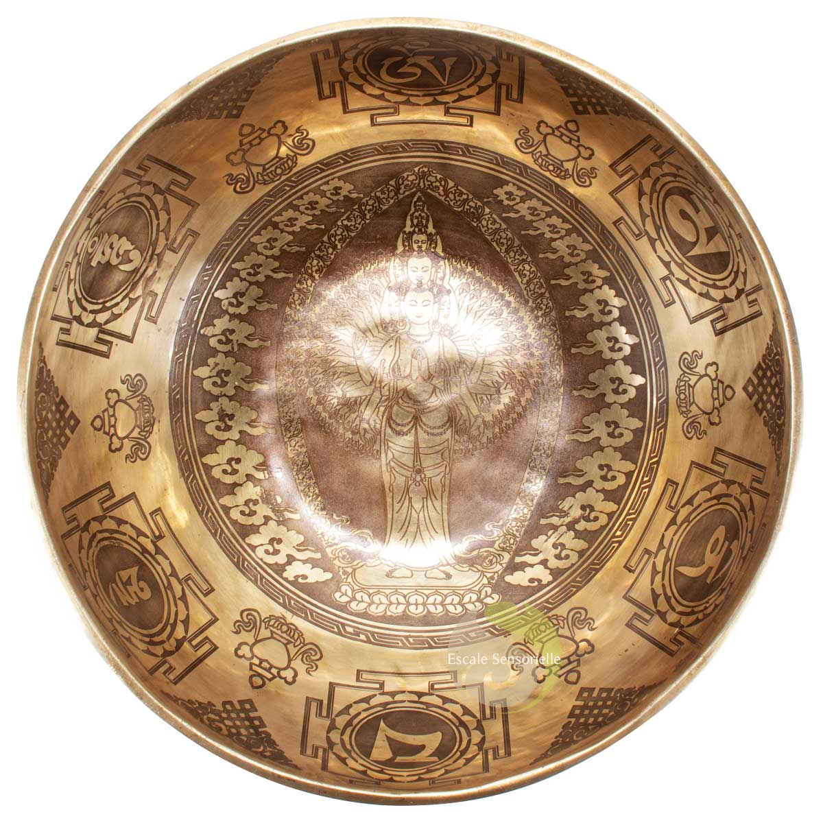 Bol chantant tibétain Bouddha Avalokiteshvara 1437g