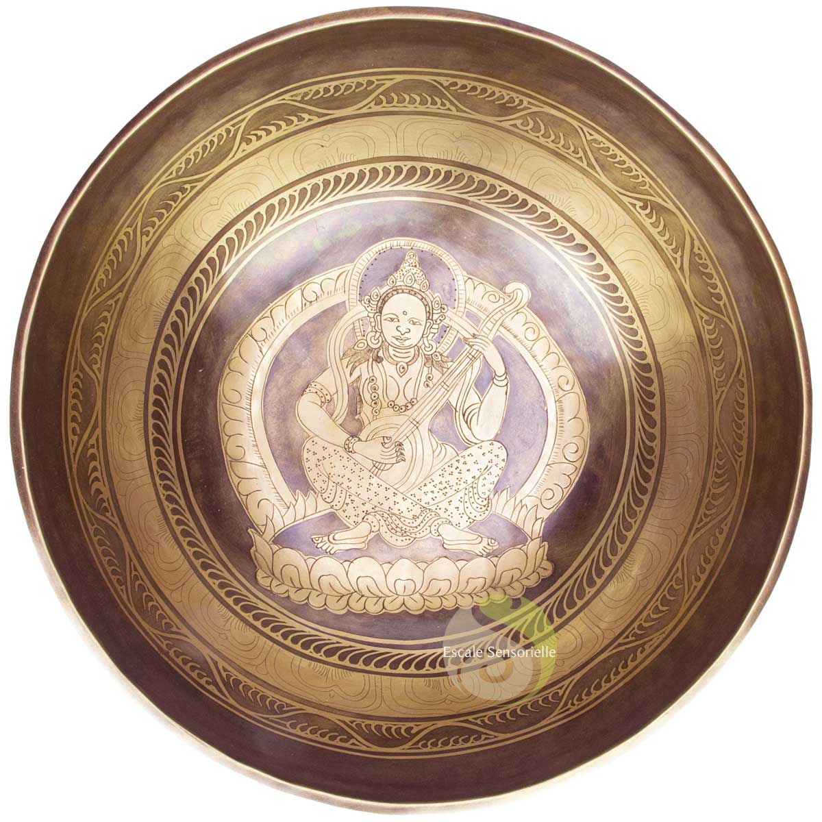 Bol gravé Saraswati déesse sagesse connaissance