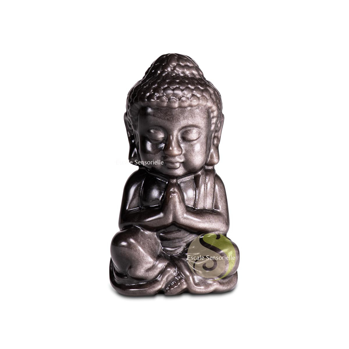 Bouddha namaste en obsidienne noire de 61 mm