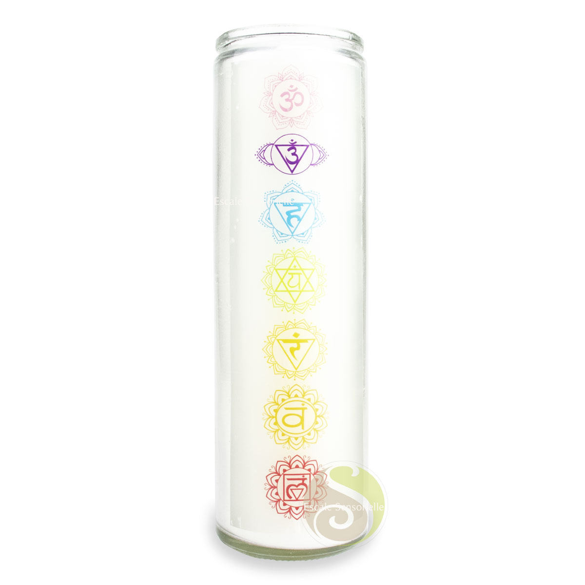 Bougie blanche 7 chakras 7 jours cire végétale sans parfum