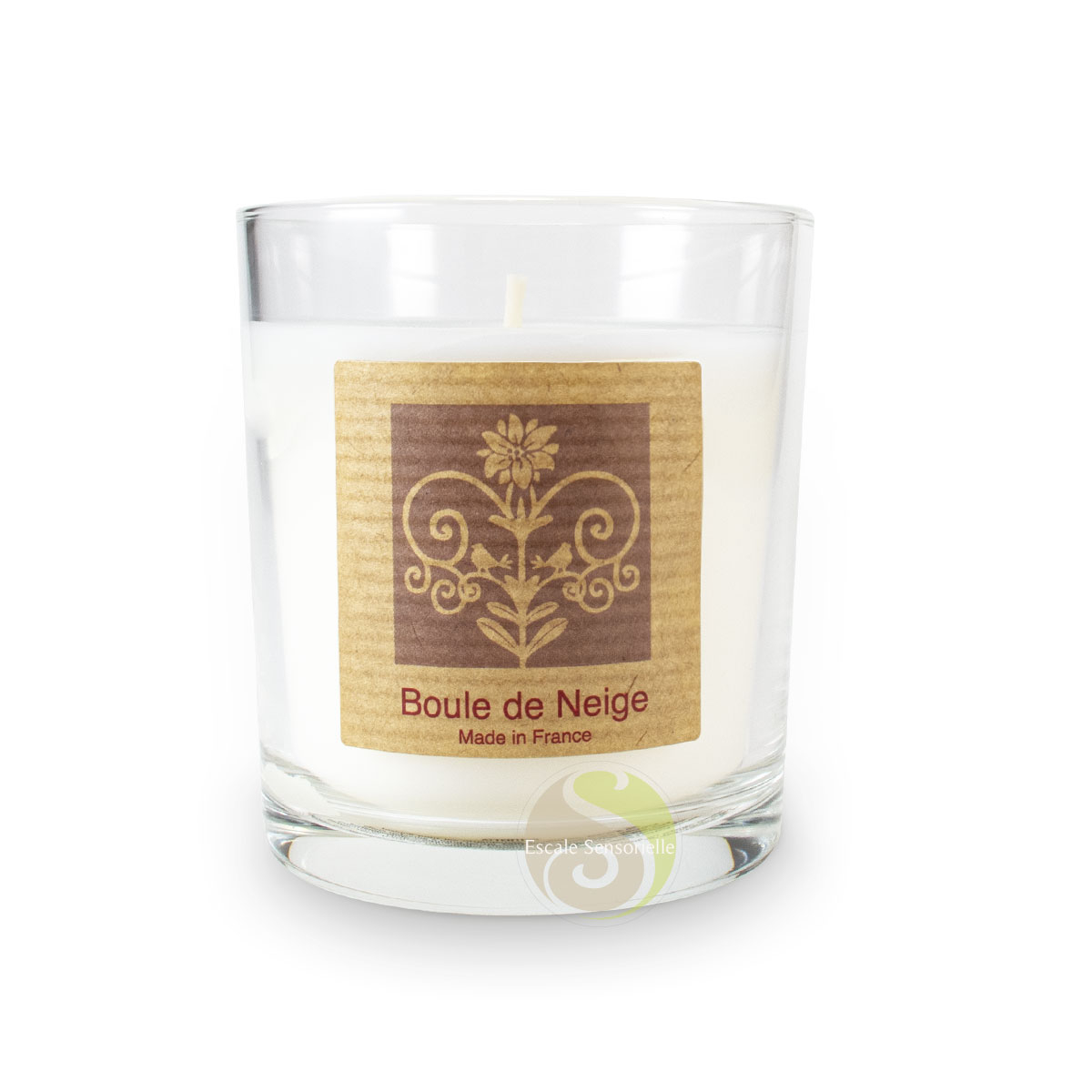 Bougie boule de neige parfum français frais et ambré