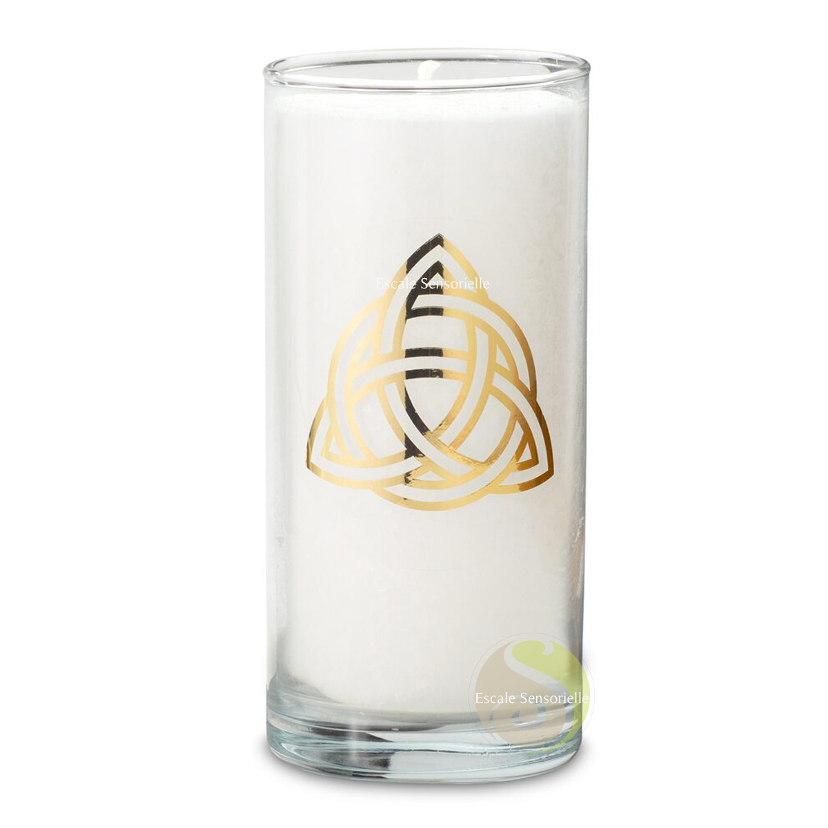 Bougie nœud celtique blanche sans parfum 60h mèche coton