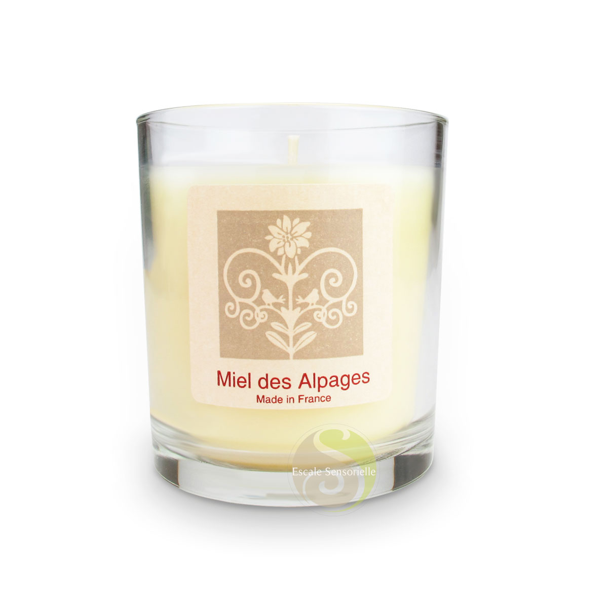 Bougie miel des alpages parfum floral et sucré