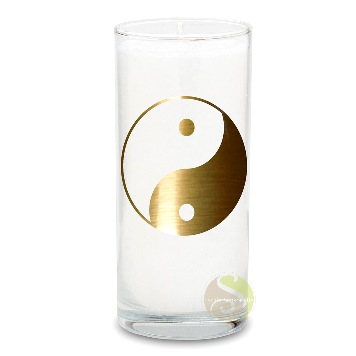 Bougie yin yang blanche sans parfum mèche coton stéarine végétale