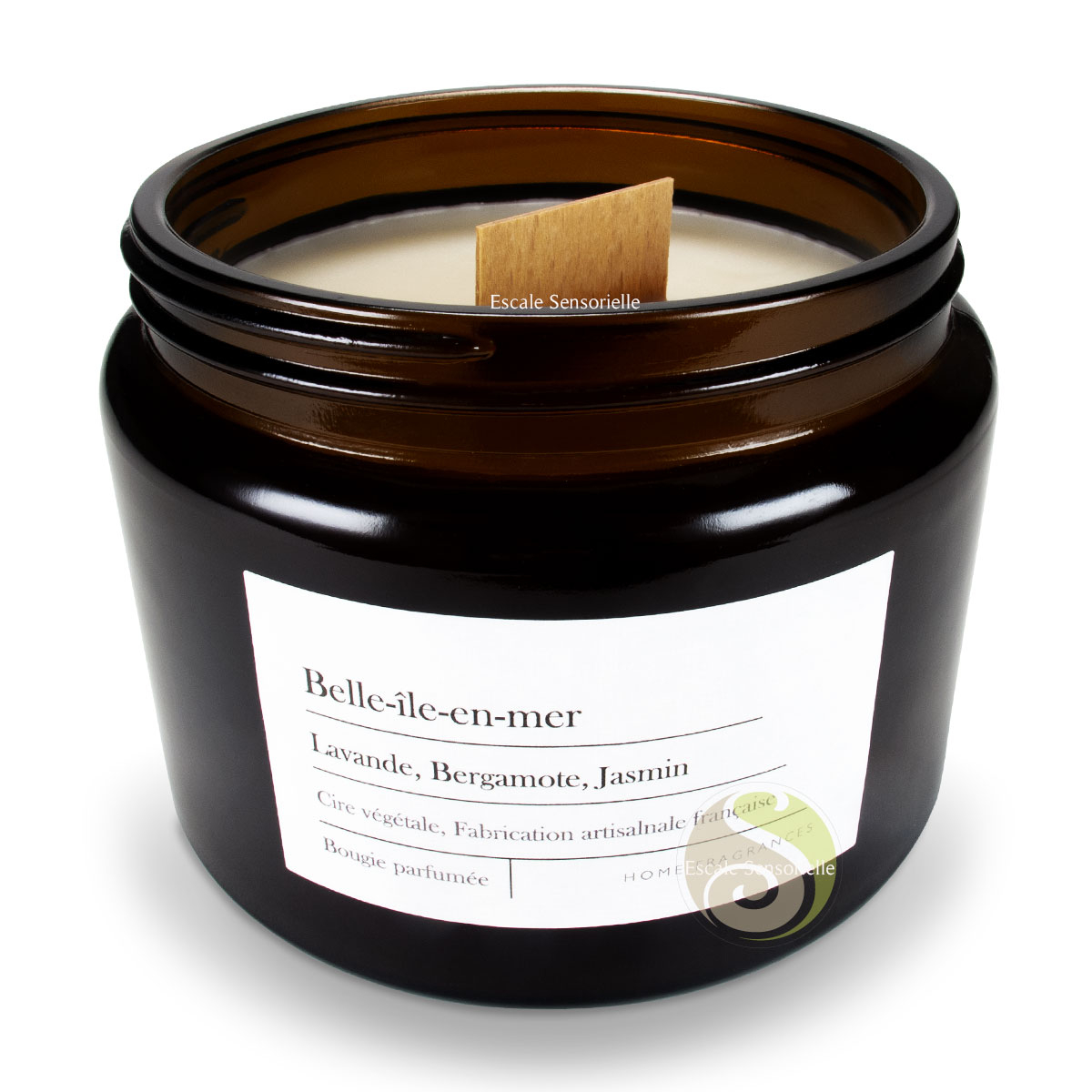 Bougie mèche bois Belle-île-en-mer aux parfums de Grasse