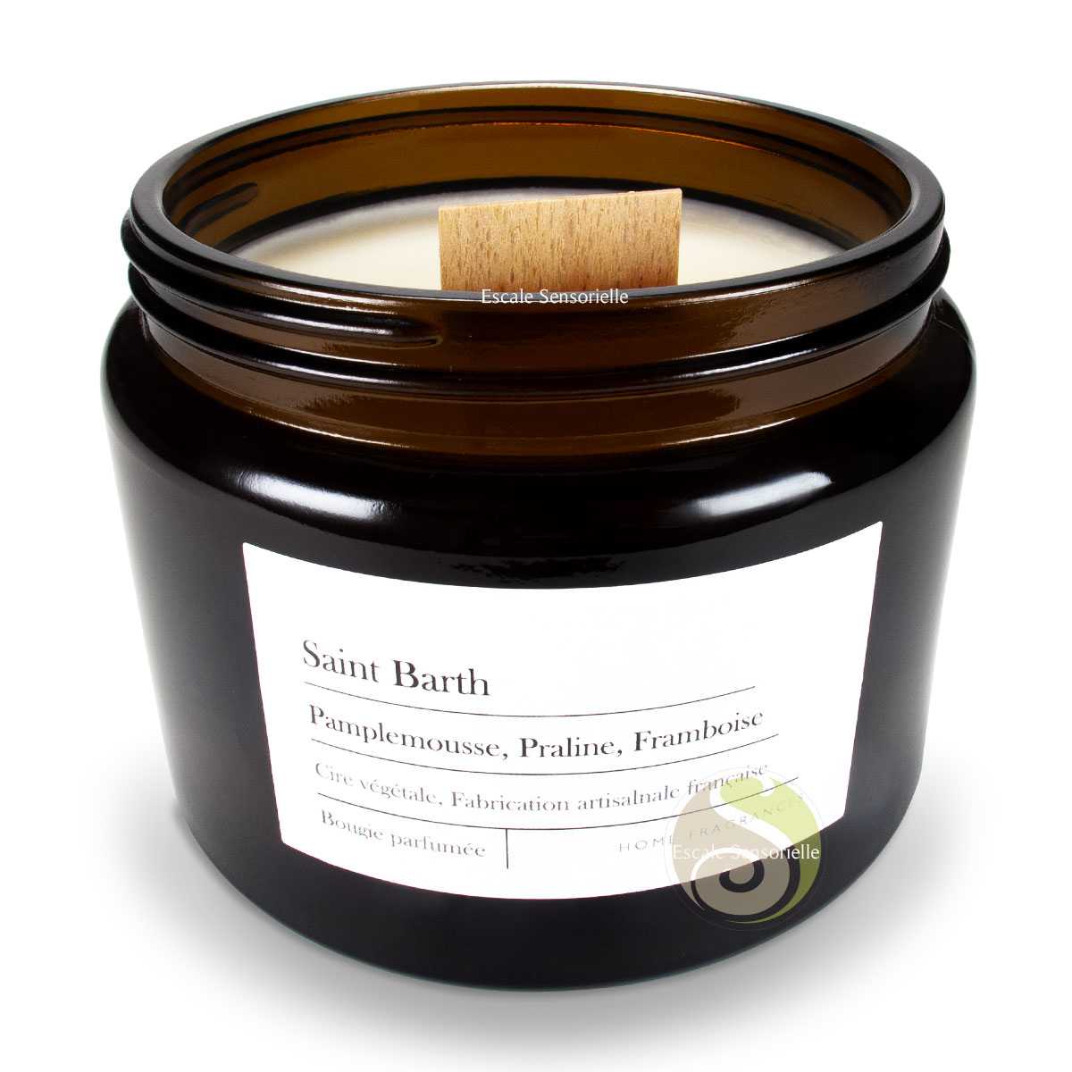 Bougie mèche bois Saint Barth aux parfums de Grasse