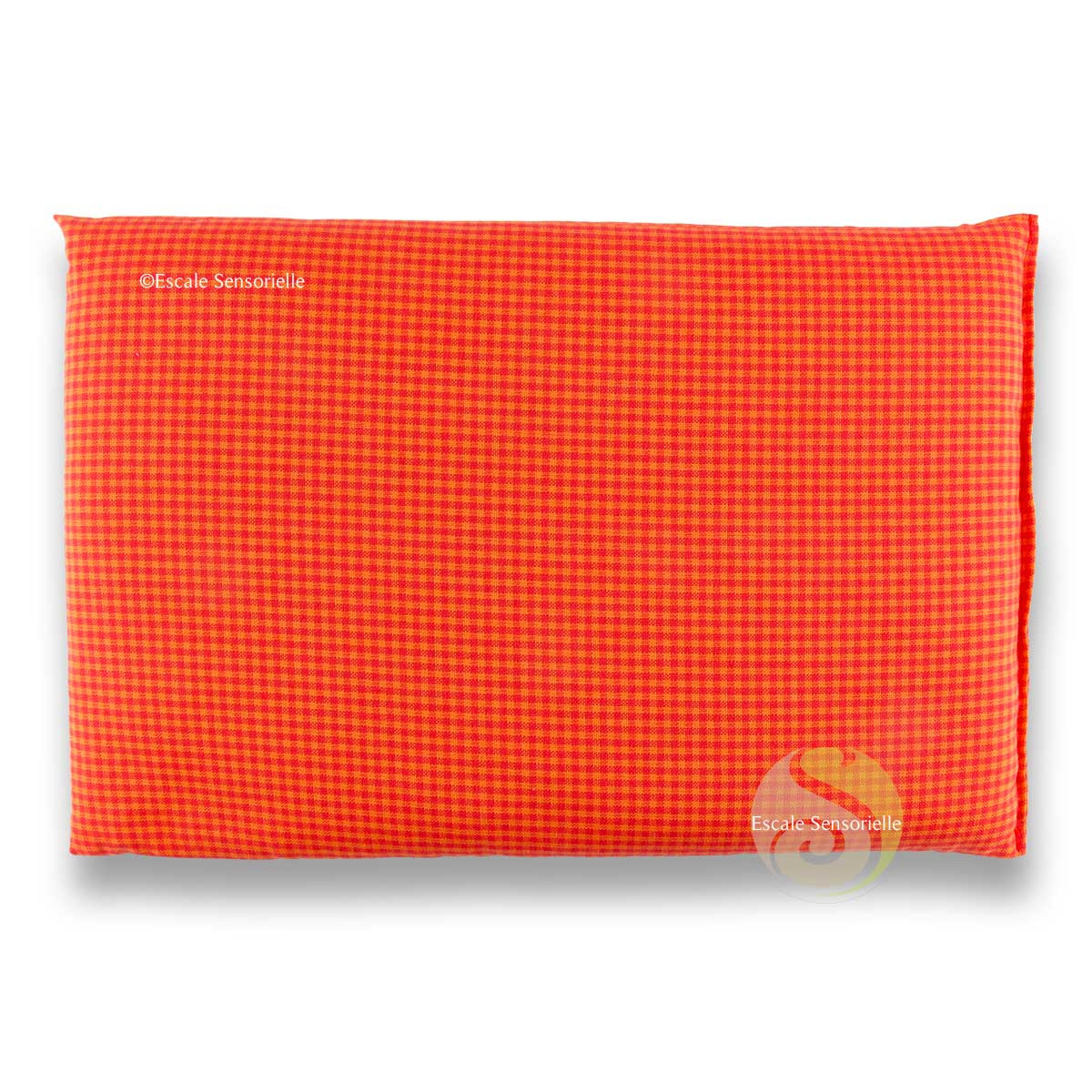 Coussin chauffant rouge garni de graines de colza tissu bio