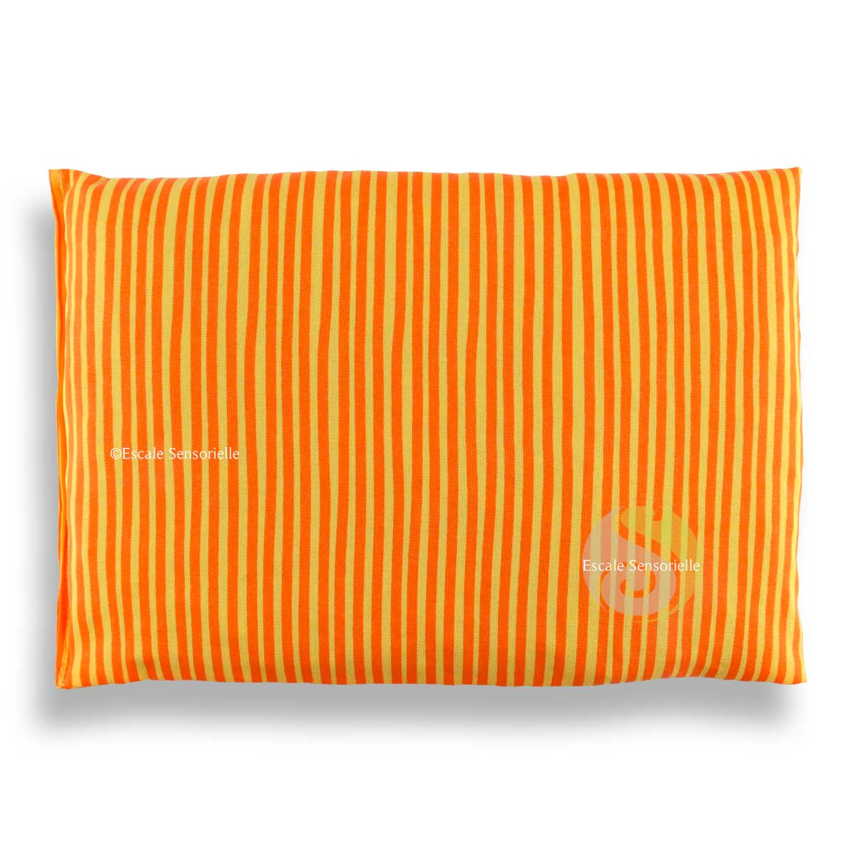 Coussin chauffant orange en coton bio garni de noyaux de cerise