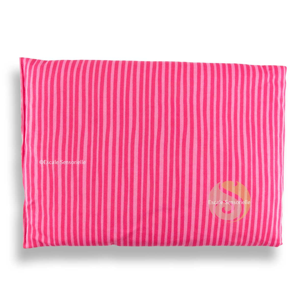 Coussin chauffant rose en coton bio garni de noyaux de cerise