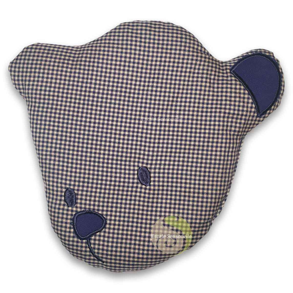 Doudou bouillotte Otto bleu marine utilisé chaud ou froid pour coliques, bosses ou bleus