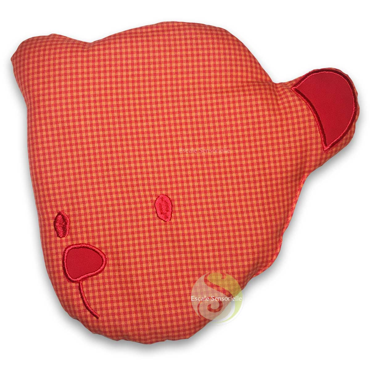 Doudou bouillotte Otto rouge utilisé chaud ou froid pour coliques, bosses ou bleus